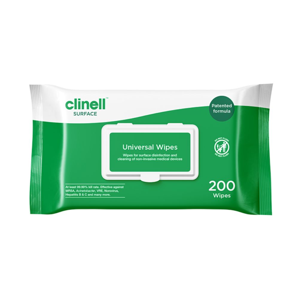 Clinell Lingettes Désinfectantes Universelles 200 Lingettes
